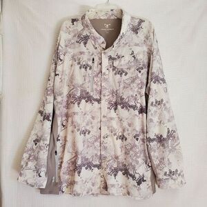 TrueTimber Men's Fishing‎ Shirt 2XL Gray Viper Snow Zip Pockets Quick Dry Vented